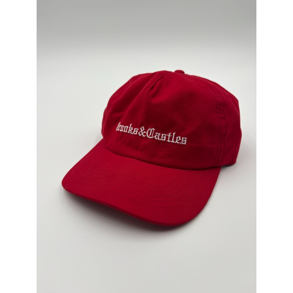 Crooks & Castles Snapback Hat Red Flat Bill Streetwear Embroidered Logo Cap Mens